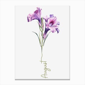 Gladiolus Birth Flower Birth Month Botanical Canvas Print