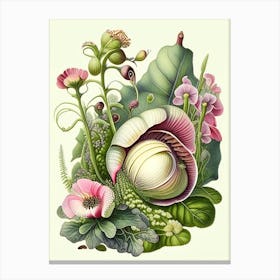Garden Snail In Flowers 1 Botanical Canvas Print