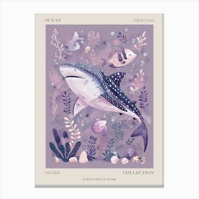 Purple Whale Shark Illustration 3 Poster Canvas Print