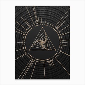Geometric Glyph Symbol in Gold with Radial Array Lines on Dark Gray n.0242 Canvas Print