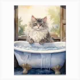 Ragamuffin Cat In Bathtub Bathroom 1 Canvas Print