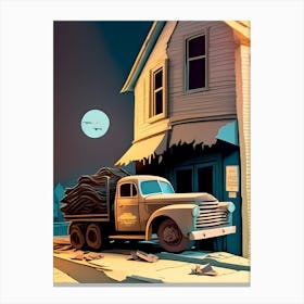 Truck In Front Of A House Canvas Print