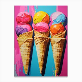 Pop Art Colourful Ice Cream Cone 3 Canvas Print