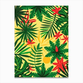 Tropical Leaves Seamless Pattern 11 Canvas Print