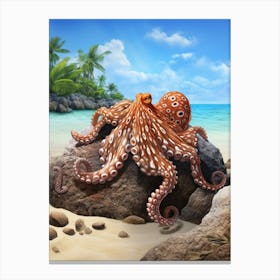 Coconut Octopus Illustration 6 Canvas Print