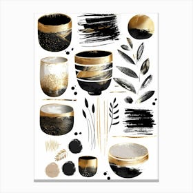 Gold And Black Brush Strokes 17 Canvas Print