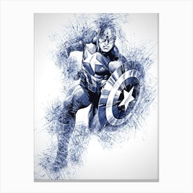 Captain America Drawing Portrait Canvas Print