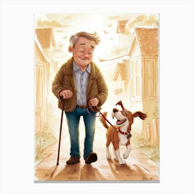 Old Man And Dog Canvas Print