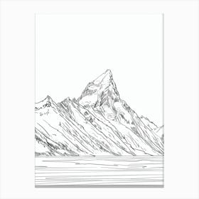 Mount Cook Usa Line Drawing 5 Canvas Print