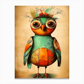 Quirky Owl - Miss Petunia Canvas Print