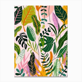 Tropical Leaves Seamless Pattern 9 Canvas Print