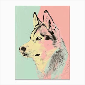 Husky Dog Pastel Line Painting 1 Canvas Print