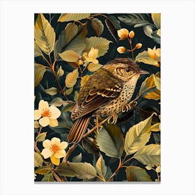 Bird On A Branch Inspired by William Morris 1 Canvas Print