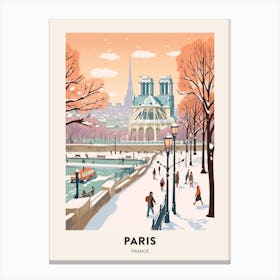 Vintage Winter Travel Poster Paris France 1 Canvas Print