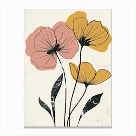 Poppies Boho Minimalist Style Canvas Print