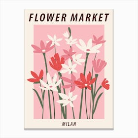 Flower market Milan, Cute pink flowers, Floral retro print Canvas Print