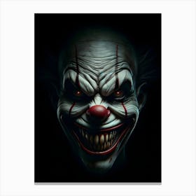 Creepy scary Clown isolated on black background Canvas Print