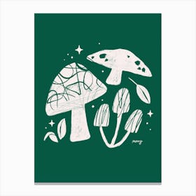 Abstract Mushrooms Green    Canvas Print