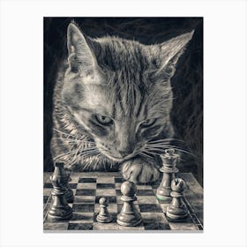 Cat Playing Chess 1 Canvas Print