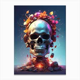 Skull With Flowers 3 Canvas Print