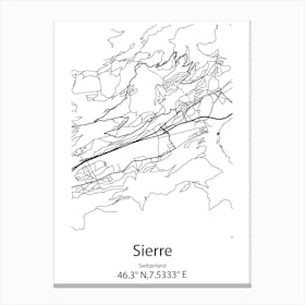 Sierre,Switzerland Minimalist Map Canvas Print