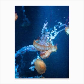 Blue Jellyfish, Oil Painting Canvas Print