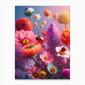 Flower Meadow With Ladybugs Canvas Print