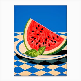 Watermelon Blue Checkerboard 1 Canvas Print