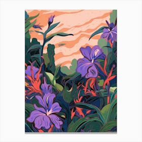 Boho Plant Painting Spiderwort Purple Heart 2 Canvas Print