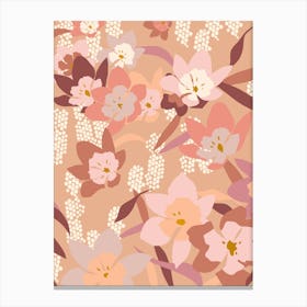 Soft Flowers Peach Canvas Print