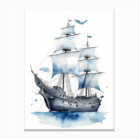Sailing Ships Watercolor Painting (12) Canvas Print