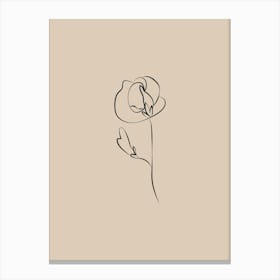 Line Art Flower 2 - Beige Canvas Print