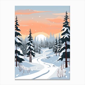 Retro Winter Illustration Lapland Finland 4 Canvas Print