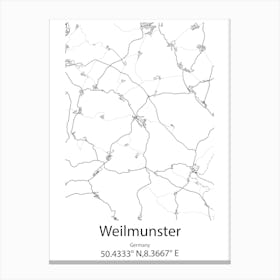 Weilmunster,Germany Minimalist Map Canvas Print