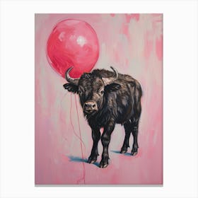 Cute Buffalo 1 With Balloon Canvas Print
