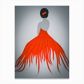 Red Feathered Dress Canvas Print