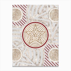 Geometric Abstract Glyph in Festive Gold Silver and Red n.0088 Canvas Print