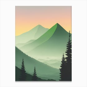 Misty Mountains Vertical Composition In Green Tone 211 Canvas Print