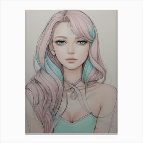 Anime Girl With Pink Hair Canvas Print