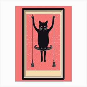The Hanged Man Tarot Card, Black Cat In Pink 1 Canvas Print