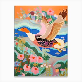 Maximalist Bird Painting Mallard Duck 1 Canvas Print