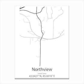 Northview,United States Minimalist Map Canvas Print