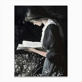 Girl Reading A Book 2 Canvas Print