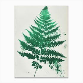 Green Ink Painting Of A Pteris Fern 2 Canvas Print