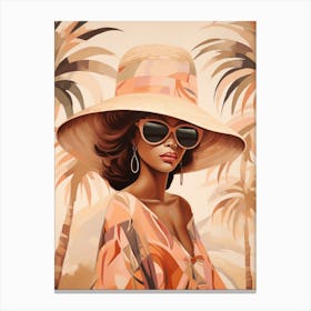 Afro-American Woman In Hat Canvas Print