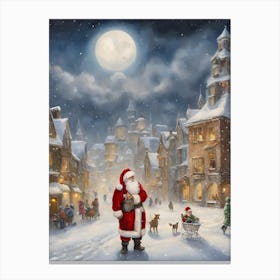 Christmas City with Santa Canvas Print