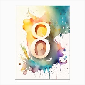 8, Number, Education Storybook Watercolour 2 Canvas Print