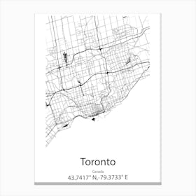 Toronto,Canada Minimalist Map Canvas Print