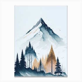 Mountain And Forest In Minimalist Watercolor Vertical Composition 120 Canvas Print