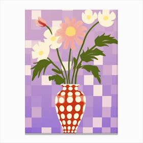 Wild Flowers Lilac Tones In Vase 1 Canvas Print